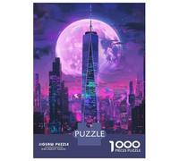 Jigsaw Puzzles for Adults1000 Pieces Neon City Moonlit Skies Jigsaw for Adults Family Game Wall Decoration Challenging Game Gifts 38x26cm/1000pcs