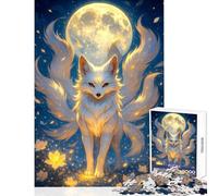 Jigsaw Puzzles for Adults1000 Pieces Nine-tailed Fox Under The Moon Relax Games Wall Decoration Home Decoration Toys Fun Activities at Home (38x26cm)