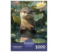 Jigsaw Puzzles for Adults1000 Pieces Otter in Lotus Water Puzzle for Adults Brain Teaser Game A Work of Art Fun Activities at Home 38x26cm/1000pcs
