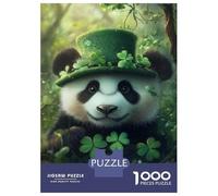 Jigsaw Puzzles for Adults1000 Pieces Panda in Clover Hat-2 Jigsaw for Adults Family Game Wall Decoration Challenging Game Gifts 52x38cm/1000pcs