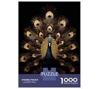 Jigsaw Puzzles for Adults1000 Pieces Peacock Gold Dark Adult Puzzles Fun Games Difficult Challenge Fun at Home Activities, 70x50cm/1000pcs