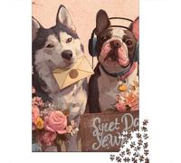 Jigsaw Puzzles for Adults1000 Pieces Pet Greeting Cards with Cute Dogs Adult Jigsaw Puzzle Toy Wall Decor Analysis And Logic Challenging Game Gifts 52x38cm/1000pcs