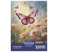 Jigsaw Puzzles for Adults1000 Pieces Pink Butterfly on A Field Puzzle for Adults Brain Teaser Game A Work of Art Fun Activities at Home 38x26cm/1000pcs
