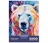 Jigsaw Puzzles for Adults1000 Pieces Polar Bear Watercolor Adult Puzzles Relaxing Games But Fun And Humorous Fun Activities at Home 52x38cm/1000pcs