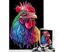 Jigsaw Puzzles for Adults1000 Pieces Pop Art Rainbow Rhode Island Red Rooster Anti-Stress Toys Gift Birthday Hands-on Game Fun at Home Activities, Size 38x52cm