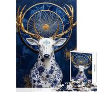 Jigsaw Puzzles for Adults1000 Pieces Porcelain Stag of Dawn Practical Game Perfect Decoration Toy Wall Decor for Is Ideal As A Gifts (38X26CM)