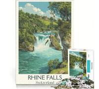 Jigsaw Puzzles for Adults1000 Pieces Powerful Rhine Falls, Hands-on Game, Decompressing Intellectual, Suitable for Desktop Decoration 38x52cm