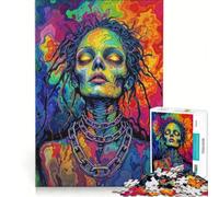 Jigsaw Puzzles for Adults1000 Pieces Psychedelic Portrait with Chains Practical Game Decompressing Intellectual Birthday Present,Travel Gifts 38x26cm