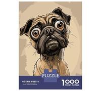 Jigsaw Puzzles for Adults1000 Pieces Pug Caricature Jigsaws for Adults Hands-on Game Enhance Memory Fun Activities at Home 52x38cm/1000pcs