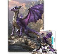 Jigsaw Puzzles for Adults1000 Pieces Purple Dragon on Cliff Toy Intellectual Game Staycation Kill Time Great Gift (size 38x26cm)