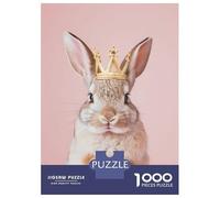 Jigsaw Puzzles for Adults1000 Pieces Rabbit Pastel Crown Adult Puzzles Fun Games Difficult Challenge Fun at Home Activities, 38x26cm/1000pcs