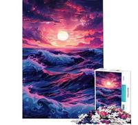 Jigsaw Puzzles for Adults1000 Pieces Retro Beach Waves Jigsaw Relax Games Analysis And Logic Unique Birthday And Xmas Gifts (Size 38x26cm)