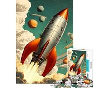 Jigsaw Puzzles for Adults1000 Pieces Retro Rocket Launching Into Space Puzzle for Adults DIY Toys Precision Cutting Unique Birthday And Xmas Gifts (Size 38x52cm)