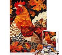 Jigsaw Puzzles for Adults1000 Pieces Rooster in Autumn Leaves Family Games Suitable for Couples Toy Wall Decor Fun Activities at Home (38X26cm)