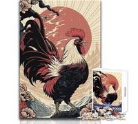 Jigsaw Puzzles for Adults1000 Pieces Rooster Ukiyo E Japanese Learning Educational Relaxing Games Secret Santa Gifts (size 50x75cm)