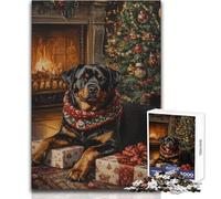Jigsaw Puzzles for Adults1000 Pieces Rottweiler Christmas Portrait Birthday Present Toy Wall Decor Suitable for Ages 14 And Up (size 38x52cm)