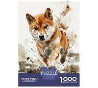 Jigsaw Puzzles for Adults1000 Pieces Running Shiba Inu Watercolor Jigsaws for Adults Hands-on Game Enhance Memory Fun Activities at Home 38x26cm/1000pcs