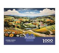 Jigsaw Puzzles for Adults1000 Pieces Rural Serenity Countryside Landscape with Fields of Flowers Teenager Puzzles Relax Games A Work of Art Unique Birthday And Xmas Gifts 52x38cm/1000pcs
