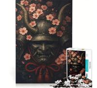 Jigsaw Puzzles for Adults1000 Pieces Samurai Mask with Cherry Blossoms, Relax Games, Staycation Kill Time, Great Gift for Gaming 50x75cm