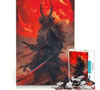 Jigsaw Puzzles for Adults1000 Pieces Samurai Moon Red Japanese, Relax Games, Staycation Kill Time, Great Gift for Gaming 50x75cm