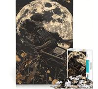 Jigsaw Puzzles for Adults1000 Pieces Samurai Under Full Moon, Brain Teaser Game, For Family Fun, Wishlist with Santa Claus 50x75cm