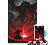 Jigsaw Puzzles for Adults1000 Pieces Samurai Vs. Dragon︰ Epic Battle Scene, Brain Teaser Game, For Family Fun, Wishlist with Santa Claus 50x75cm