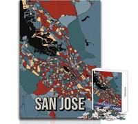 Jigsaw Puzzles for Adults1000 Pieces San Jose Retro City Map Educational Family Game Perfect Decoration Art Work Gift Size 50x75cm