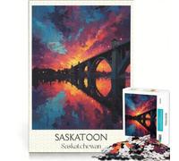 Jigsaw Puzzles for Adults1000 Pieces Saskatchewan Travel Posters, Relaxing Games, Difficult Hard, with Matching Poster And Trivia Sheet 50x75cm