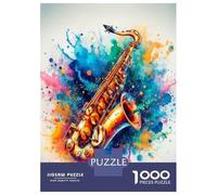 Jigsaw Puzzles for Adults1000 Pieces Saxophone Watercolor Art Puzzle for Adults Brain Teaser Game A Work of Art Fun Activities at Home 38x26cm/1000pcs