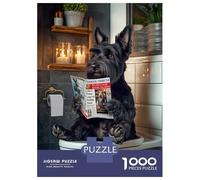 Jigsaw Puzzles for Adults1000 Pieces Scottish Terrier on The Toilet Puzzle for Adults Brain Teaser Game A Work of Art Fun Activities at Home 70x50cm/1000pcs