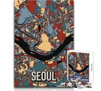 Jigsaw Puzzles for Adults1000 Pieces Seoul South Korea City Map Art Educational Family Game Perfect Decoration Art Work Gift Size 50x75cm