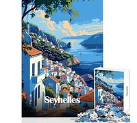 Jigsaw Puzzles for Adults1000 Pieces Seychelles Coastal Town Shared Joyful Family Experience Wonderful Christmas Surprise Gifts (38x52cm)