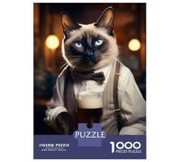Jigsaw Puzzles for Adults1000 Pieces Siamese Cat in The Pub Puzzle for Adults Brain Teaser Game A Work of Art Fun Activities at Home 70x50cm/1000pcs