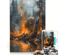 Jigsaw Puzzles for Adults1000 Pieces Skeleton by The Fire Practical Game Decompressing Intellectual Birthday Present,Travel Gifts 38x52cm