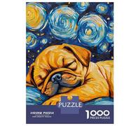 Jigsaw Puzzles for Adults1000 Pieces Sleeping Puggle Starry Night Adult Jigsaw Puzzle Fun Games Hand Speed Race Challenging Game Gifts 52x38cm/1000pcs
