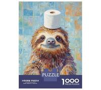 Jigsaw Puzzles for Adults1000 Pieces Sloth with Toilet Paper Hat Puzzle for Adults Brain Teaser Game A Work of Art Fun Activities at Home 38x26cm/1000pcs