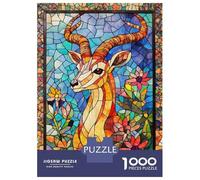 Jigsaw Puzzles for Adults1000 Pieces Stained Glass Deer Adult Puzzles Hands-on Game Perfect Decoration Fun Activities at Home 52x38cm/1000pcs