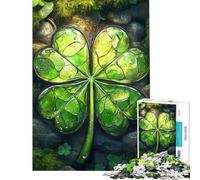 Jigsaw Puzzles for Adults1000 Pieces Stained Glass Four-Leaf Clover Adult Jigsaw Puzzle Hands-on Game Enhance Memory Unique Birthday And Xmas Gifts (Size 38x26cm)