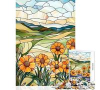 Jigsaw Puzzles for Adults1000 Pieces Stained Glass Landscape Shared Joyful Family Experience Wonderful Christmas Surprise Gifts (50x75cm)