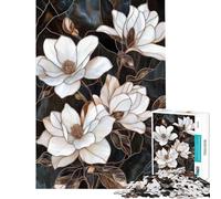 Jigsaw Puzzles for Adults1000 Pieces Stained Glass Magnolia Fun at Home Activities, Birthday Present Relaxing Games for 14+ Puzzle Game Offered (38x26cm)