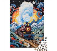 Jigsaw Puzzles for Adults1000 Pieces Steam Train Adventure-5 Adult Jigsaw Puzzle Fun Games Hand Speed Race Challenging Game Gifts 38x26cm/1000pcs