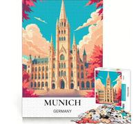 Jigsaw Puzzles for Adults1000 Pieces Stunning Munich Architecture, Relaxing Games, Difficult Hard, with Matching Poster And Trivia Sheet 38x52cm