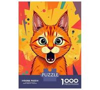 Jigsaw Puzzles for Adults1000 Pieces Surprised Orange Cat Adult Puzzles Fun Games Difficult Challenge Fun at Home Activities, 38x26cm/1000pcs
