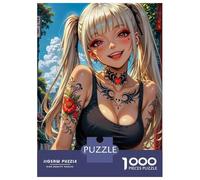 Jigsaw Puzzles for Adults1000 Pieces Tattooed Anime Girl Jigsaw for Adults Family Game Precision Cutting Unique Birthday And Xmas Gifts 38x26cm/1000pcs