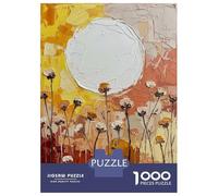 Jigsaw Puzzles for Adults1000 Pieces Textured Floral Painting with White Circle Jigsaw for Adults Family Game Wall Decoration Challenging Game Gifts 52x38cm/1000pcs