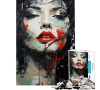 Jigsaw Puzzles for Adults1000 Pieces The Beautiful Lady with Red Lips 1000 Piece Jigsaws Toy Wall Decor Improve Memory Birthday Present, Gifts, (50x75cm)