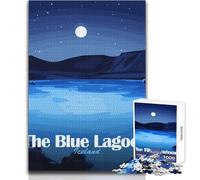 Jigsaw Puzzles for Adults1000 Pieces The Blue Lagoon Iceland Night Beautiful Design Game Perfect Decoration Anti-Stress Toys Size 38x26cm