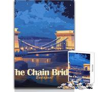 Jigsaw Puzzles for Adults1000 Pieces The Chain Bridge Budapest Illustration Beautiful Design Game Perfect Decoration Anti-Stress Toys Size 38x52cm