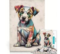 Jigsaw Puzzles for Adults1000 Pieces The Geometric Little Puppy Dog Brain Teaser Game Pattern Assembly Great Gift for Gaming 38x26cm