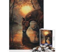 Jigsaw Puzzles for Adults1000 Pieces The Horse And The River Shared Joyful Family Experience Wonderful Christmas Surprise Gifts (50x75cm)